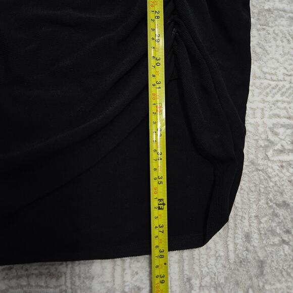 Lovers and Friend Black Long Sleeve Knit Dress Turtle Funnel Neck Slit Ruched L - Picture 7 of 7